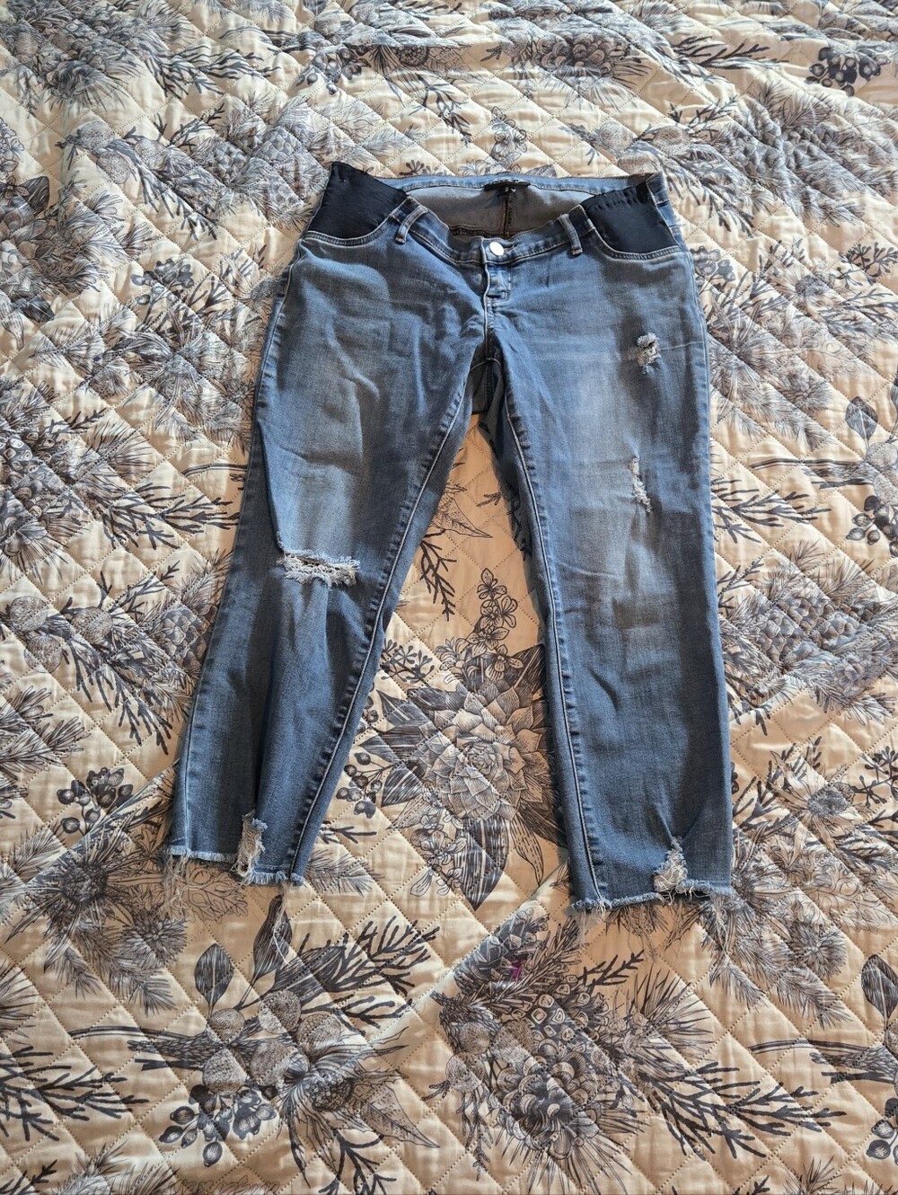 Indigo Blue Light Blue Distressed Ankle Jeans